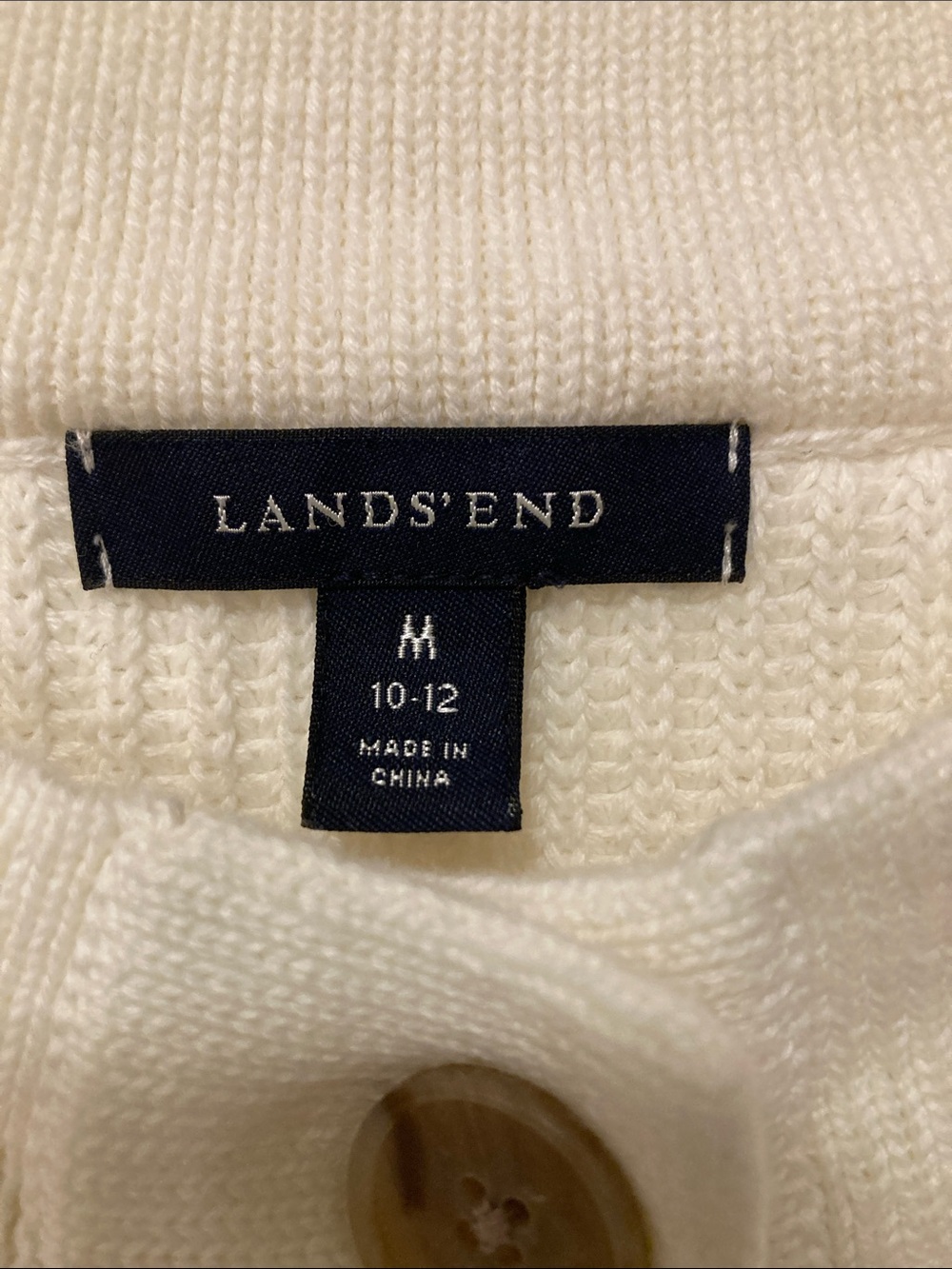 Lands' End Cream Ribbed Button Cardigan - Picture 3 of 4